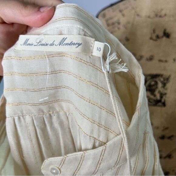 Sz 10 Marie Louise de Monterey AMELIE BLOUSE IN ECRU / GOLD STRIPE NWT $143 MSRP - Picture 10 of 12
